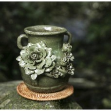 China Green glaze porcelain Vase Hand carved Flower Bedroom living room Ornament 702310110652  283063610181